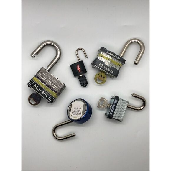 Lot of 5 Master Locks with Key, Combo—Vintage and New - Picture 1 of 16